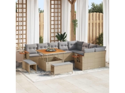 Vidaxl Conjunto De Sofá De Jardim 12 Pcs Bege Vime Pe