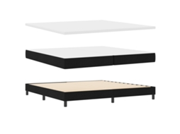 Conjunto 1 Cama Box Vidaxl Preto Tecido (200 X 200 Cm)