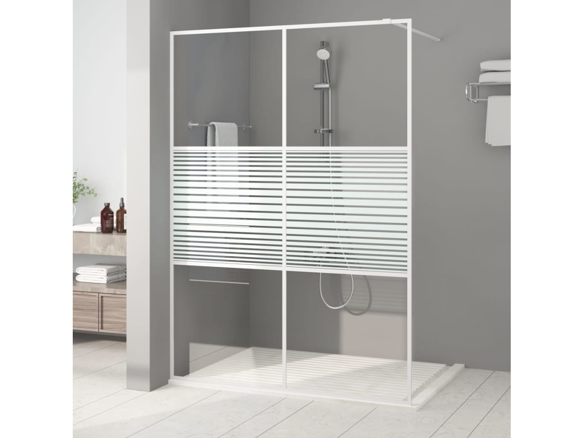 Vidaxl Divisória De Chuveiro 140x195 Cm Vidro Transparente Esg Branco