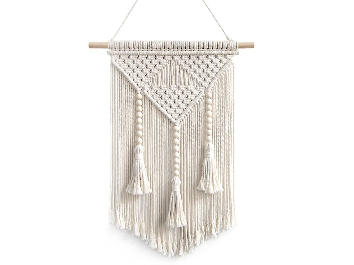 2026 arte de Parede Macramé Decoração para Casa e Quarto Estilo Boêmio (marfim)