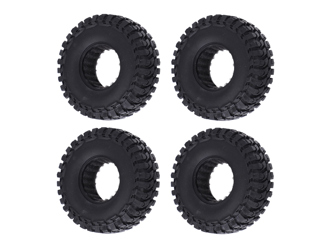 Pneus de Borracha Business 4 para Carro Rc Crawler 1/24 1/18 com Espuma para Axial Scx24 Fms Fcx24 Ax24
