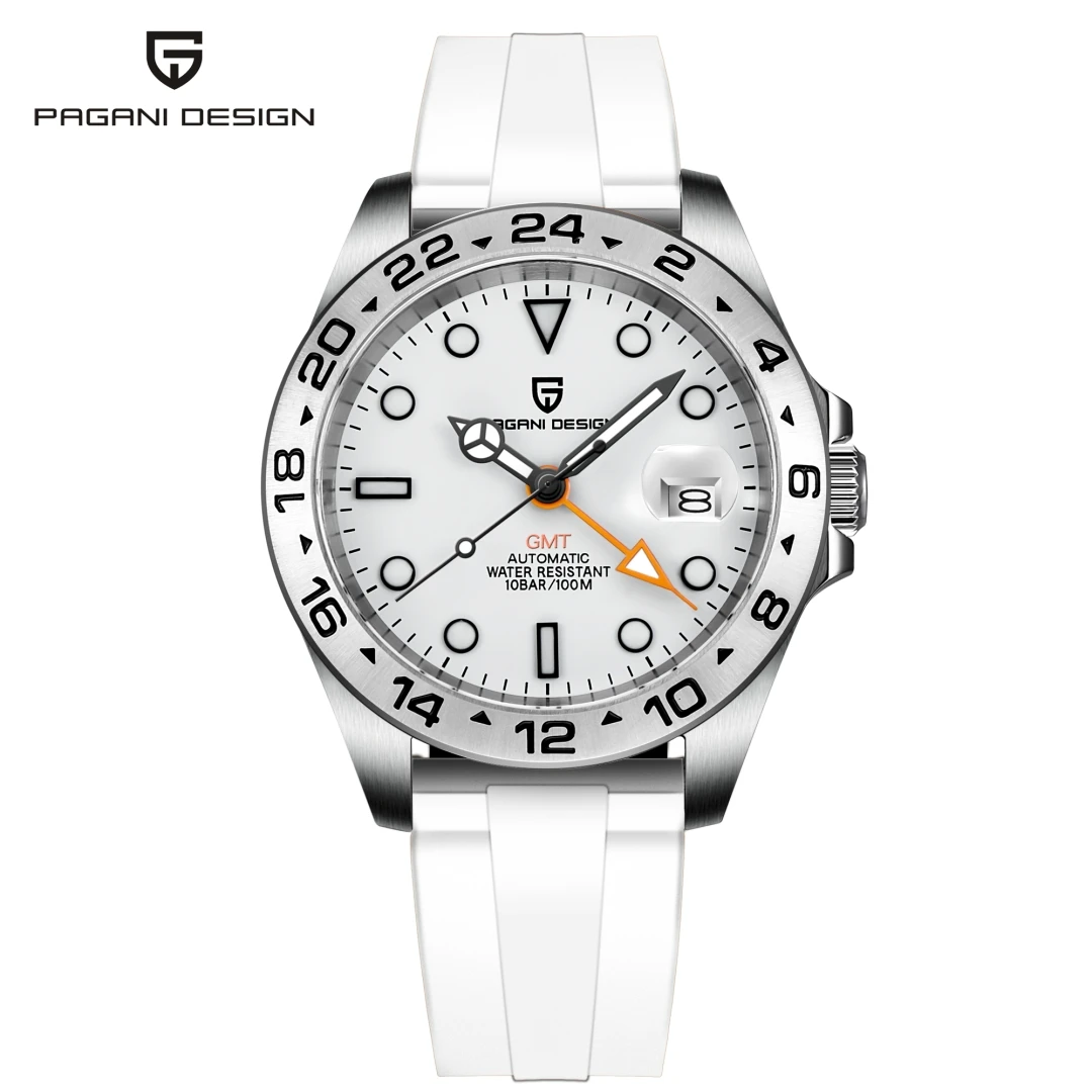 Relógio Masculino Automático Mecânico (branco) Com Cristal De Safira E Caixa De Aço Inoxidável À Prova D'água.