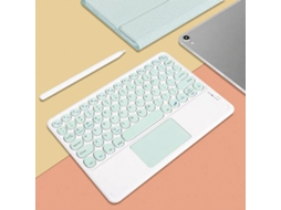 Teclado HEXINYIGJLY Bluetooth para iPad 10", Silencioso, Teclas Redondas, Touchpad, Desmontável, Verde