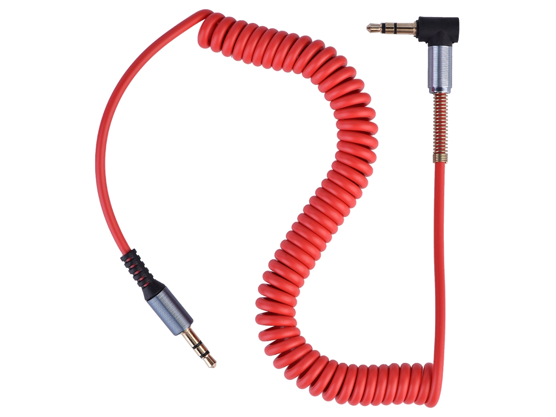 Cabo de Áudio LAXISCREED Elbow Spring Retrátil 3.5mm Vermelho