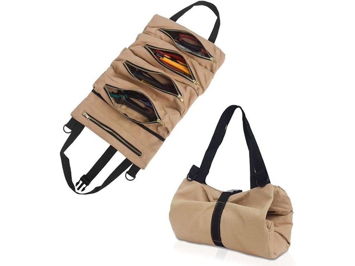 Bolsa De Ferramentas De Lona Resistente Ao Desgaste Com 5 Bolsos Para Trabalhos De Madeira E Casa Diária