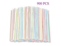 900 Pajitas Descartáveis De Plástico Pp Sem Bpa Para Festas, Bares, Lojas De Bebidas, Lares, 21,08 Cm, Coloridas