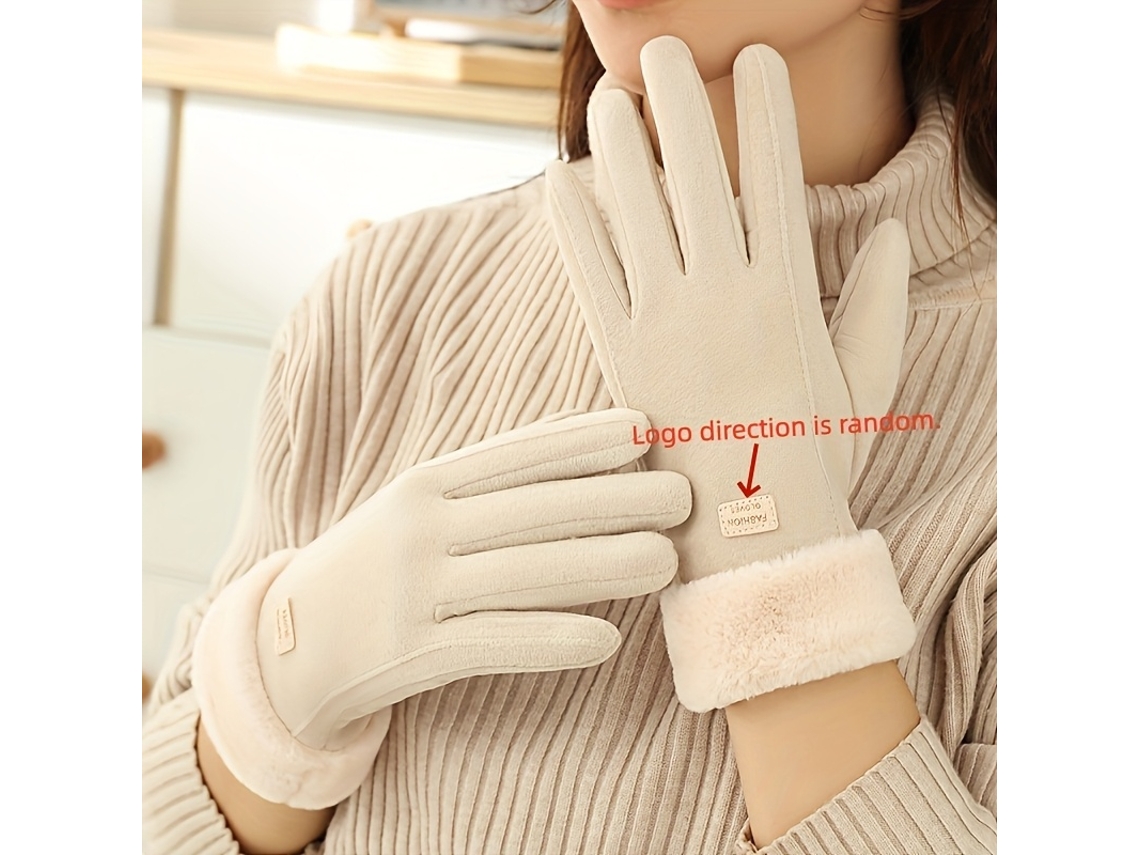 1 Par de Luvas Femininas de Inverno com Tela Sensível Ao Toque Poliéster Macio para Aquecer Durante Todo o Ano, Forro de Lã Função Prát... STELASPLEN