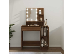 Vidaxl Toucador Com Leds 86,5x35x136 Cm Cor Carvalho Castanho