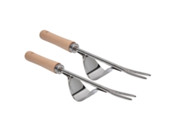 2pcs Capinador Manual de Jardim Aço Inoxidável Resistente à Ferrugem com Cabo Lustroso Ferramenta de Remoção de Ervas Daninhas