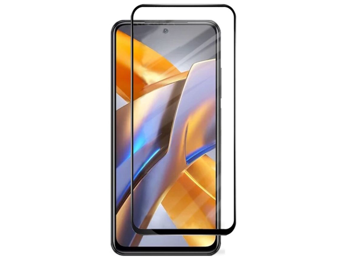 EVELATUS Full Cover Vidro 2.5D Xiaomi Redmi Note 10S / Poco M5S Antiestático / Cola Japonesa Preta
