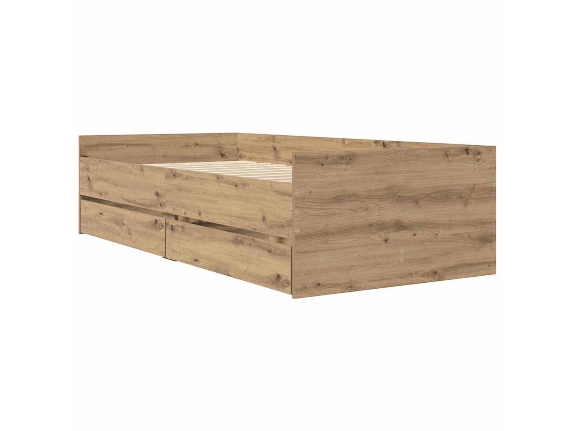 Estrutura da Cama com Gaveta em Carvalho Artesanal 100x200 cm MAISON EXCLUSIVE