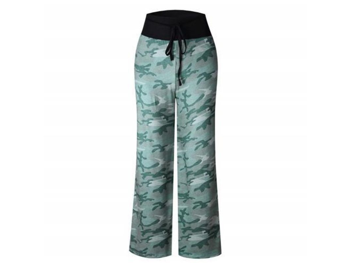 2026 pantalones para Mujer de Tela Elástica Con Estampado Floral, Anchos Y Cómodos para Descansar S Verde
