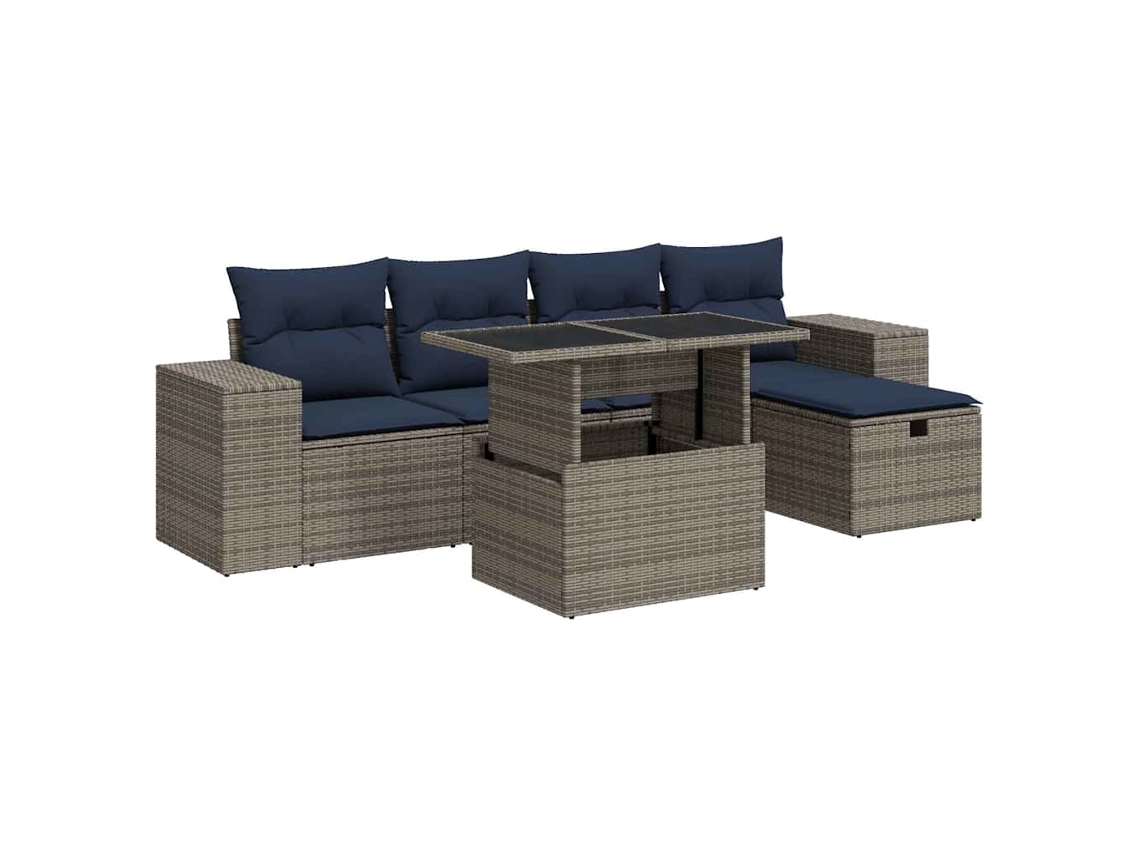Maison Exclusive - 6 Pcs Conj. Sofás Jardim C/ Almofadões Vime Pe/acácia Castanho