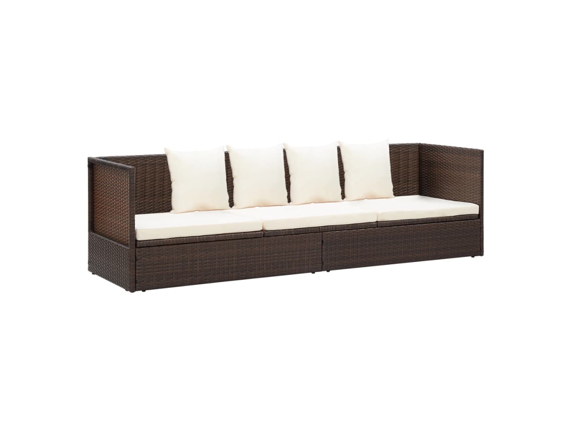 Conjunto de Jardim VIDAXL Marrom Rattan / Vime (200x60x58 cm)