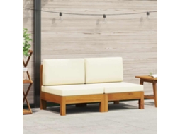 Vidaxl Sofás De Centro 2 Pcs C/ Almofadões Branco Nata Acácia Maciça
