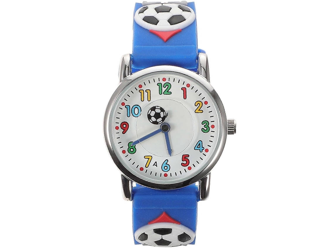 Relógio Infantil De Futebol Para Meninos, Azul, Em Silicone, Uso Diário, 1 Unidade