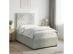 Vidaxl Cama Box Spring Com Colchão Cinzento-claro 120 X 190 Cm Veludo