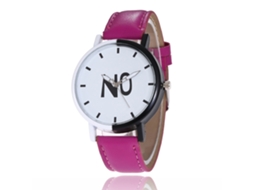Relógio de Pulso Casal de Quartzo com Pulseira de Couro Pu Moda Rosto Redondo Roxo