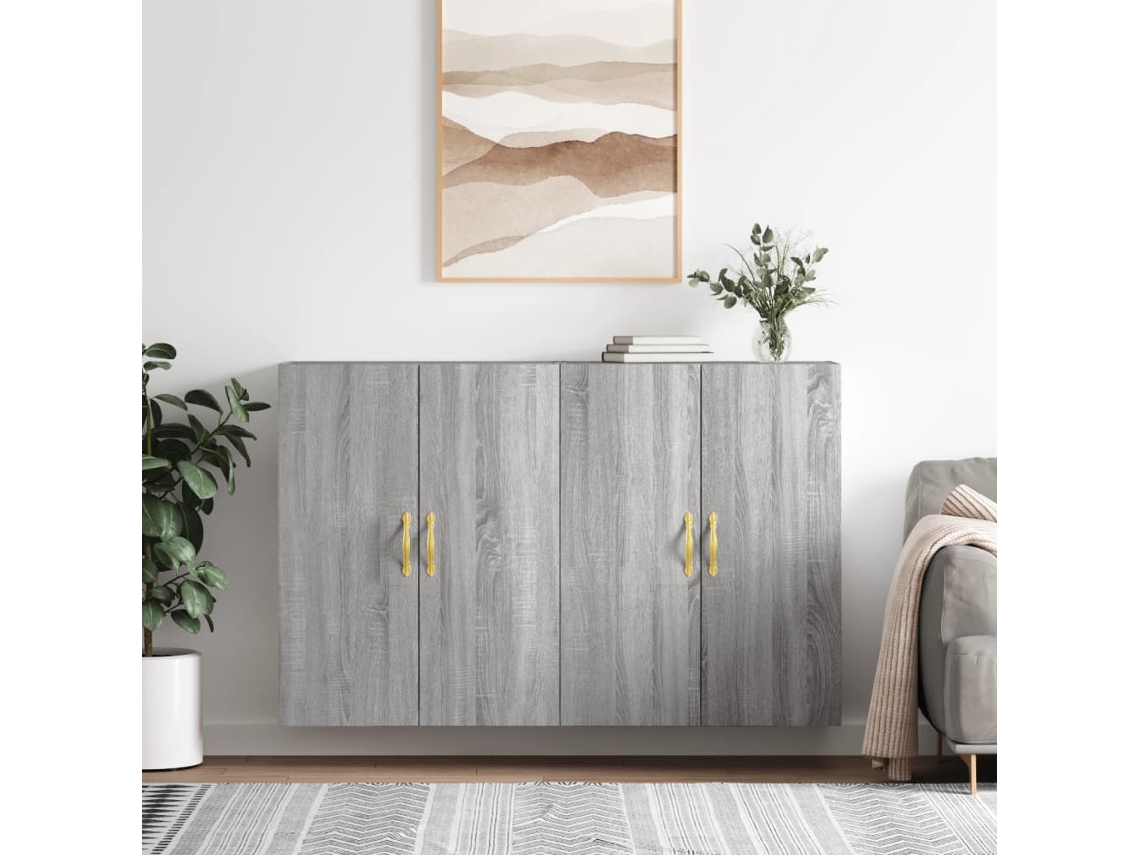 Vidaxl Armários De Parede 2 Pcs 69,5x34x90 Cm Cinzento Sonoma