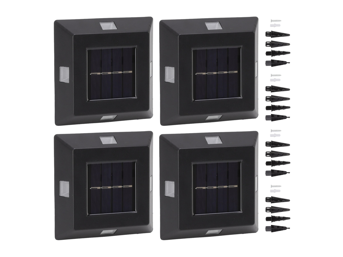 4pcs Lâmpada de Parede Solar Led Externa Jardim Pátio Decorativa Casa Luz Solar Branca