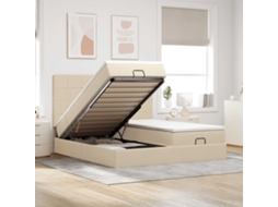Vidaxl Estrutura De Cama Otomana Com Colchões Tecido Creme 180x200cm