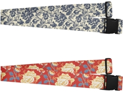 Conjunto De 2 Elegantes Alças Bagagem Com Estampa Floral Retrô, Resistentes E Ajustáveis Malas Bolsas Acessórios De