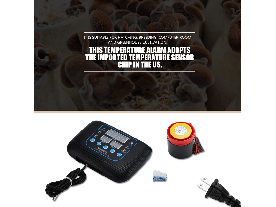 Alarme De Temperatura 240v Com Buzzer Externo Para Estufa Finca 55℃~+125℃ (preto)