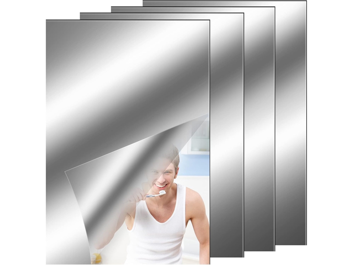 4 Peças De Espelho Flexível Autoadesivo, Decoração Para Parede (8x12 Polegadas) Kofihety