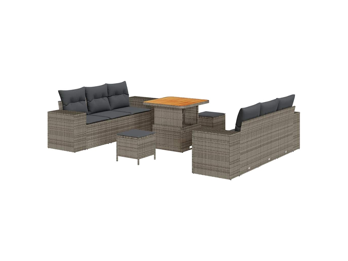Maison Exclusive - Conjunto De Sofá De Jardim Com Almofada 9 Pcs Cinzeto