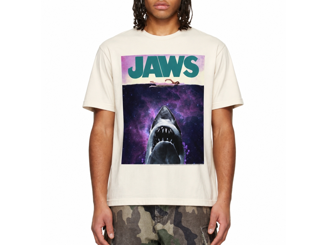 Rockinstone Jaws Movie Adventures Solid Natural Adult T-shirt Size:xl