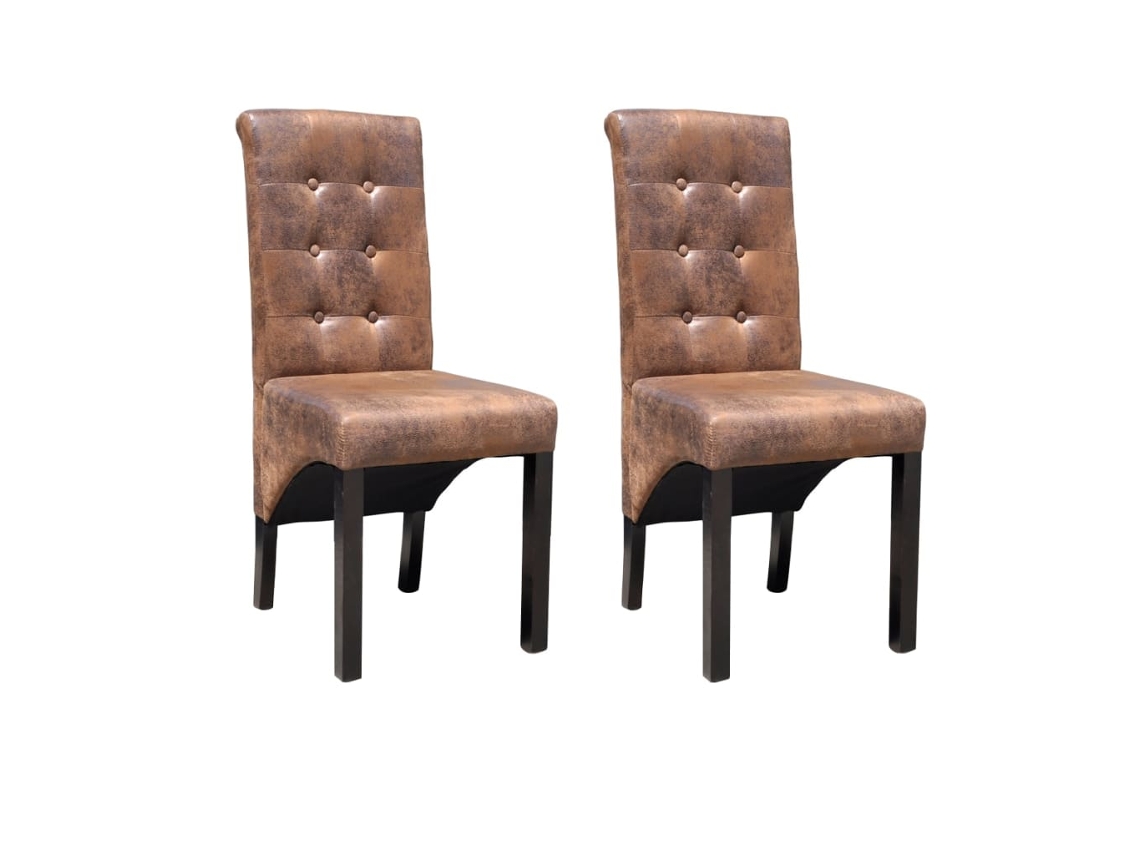 Vidaxl Cadeiras De Jantar 2 Pcs Couro Artificial Castanho