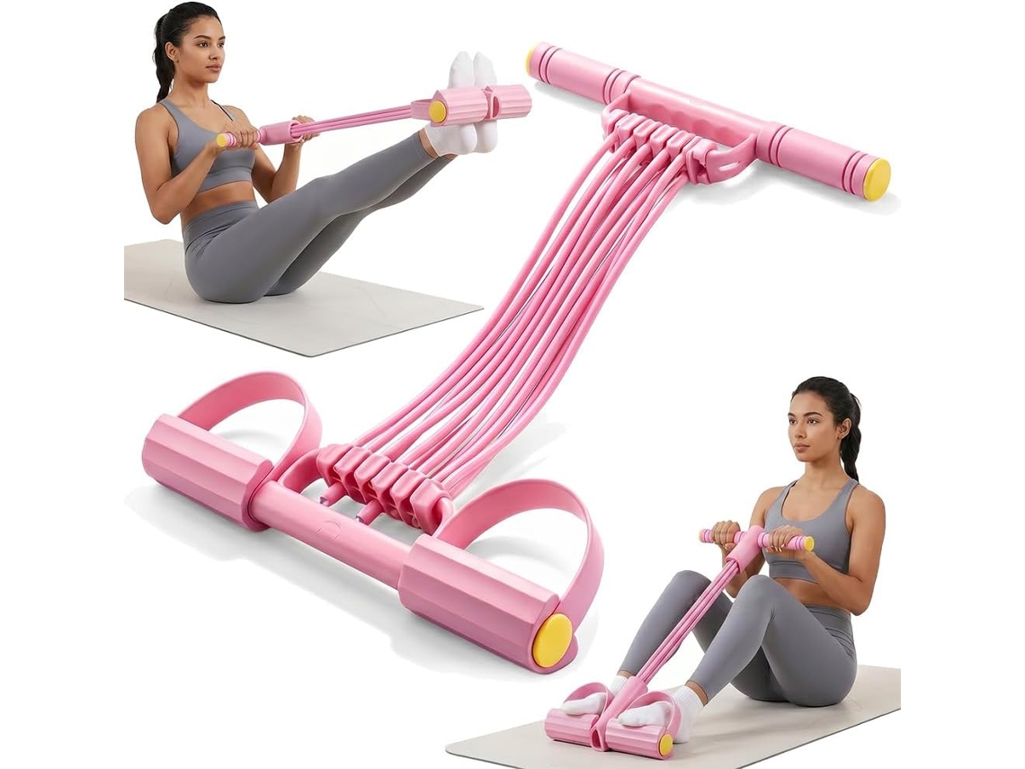 Faixa Elástica De Resistência Multifuncional 3em 1com Pedal Ideal Para Treino Completo Casa, Abdominais, Yoga