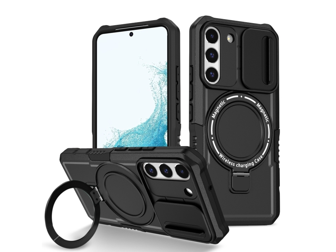 Capa Zruxe Compativel Com Samsung Galaxy S22 5g (suporte Magsafe - Deslizante - Tpu Hibrido Pc - Azulpreto)