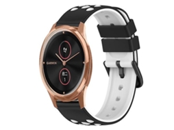 Pulseira De Relógio Lurelia Para Garmin Garminmove Luxe 20 Mm Em Silicone Bicolor Rosa Branco