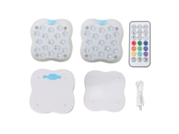 Rebe-2pcs Luces De Piscina Profesionales Ip68 Impermeables 17led Con Control Remoto Para Piscina Bañera Bar