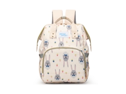 Mochila De Maternidade Coelho Impressão Grande Capacidade Leve Saco De Viagem Multifuncional Saco De Fraldas Do Bebé Bege Yunzii