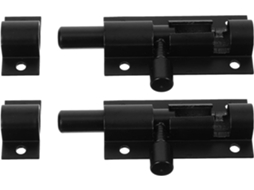2 Peças De Trinco Porta Metal Preto, Ferrolho Reforçado De 2 Polegadas Portão