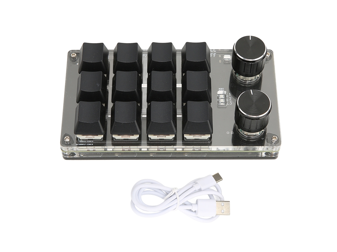 Teclado Mecânico Com Chave Vermelha E Macro, 12 Teclas Principais