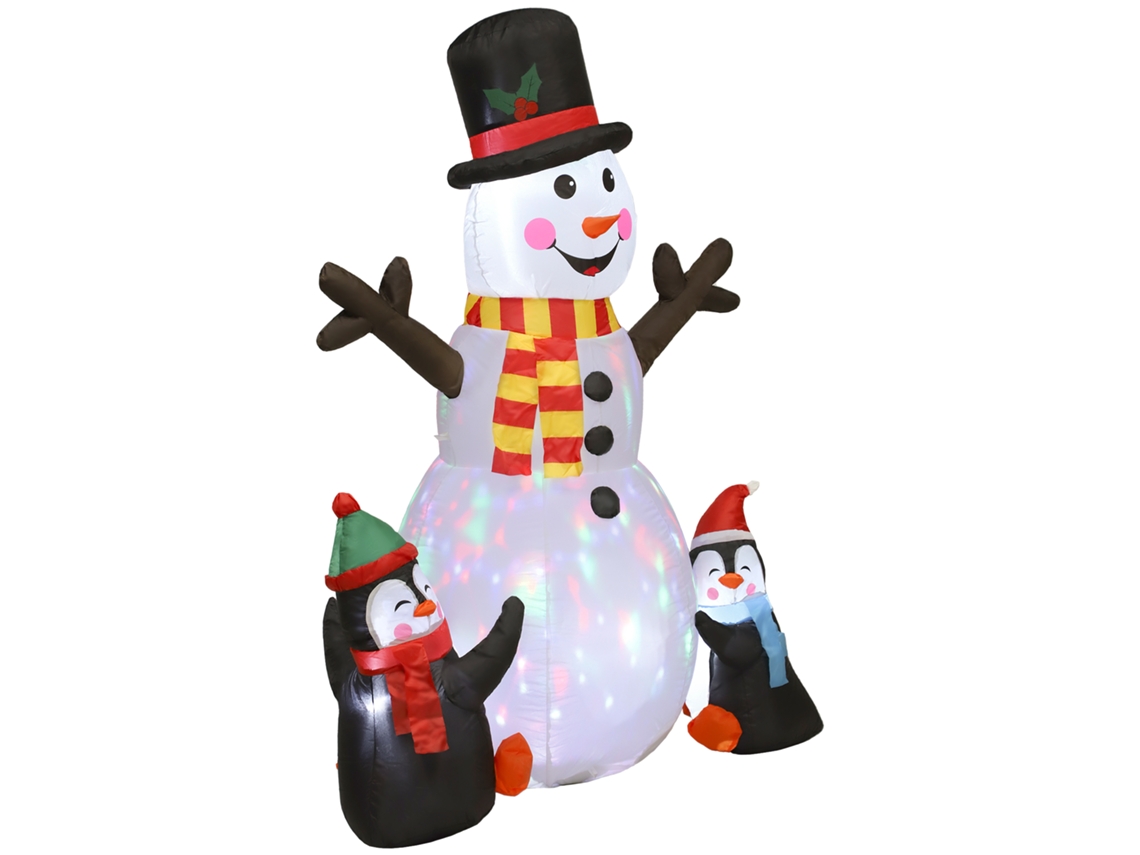 Boneco de Neve e Pinguins Infláveis Natal (180cm, Luzes Led, Interior/exterior)