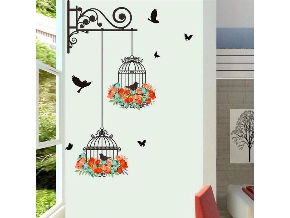 Sticker de Parede Nova Line com Pássaros Floral 3D, Removível, Decorativa para Casa, Quarto, Cozinha, Banheiro | S/MARCA