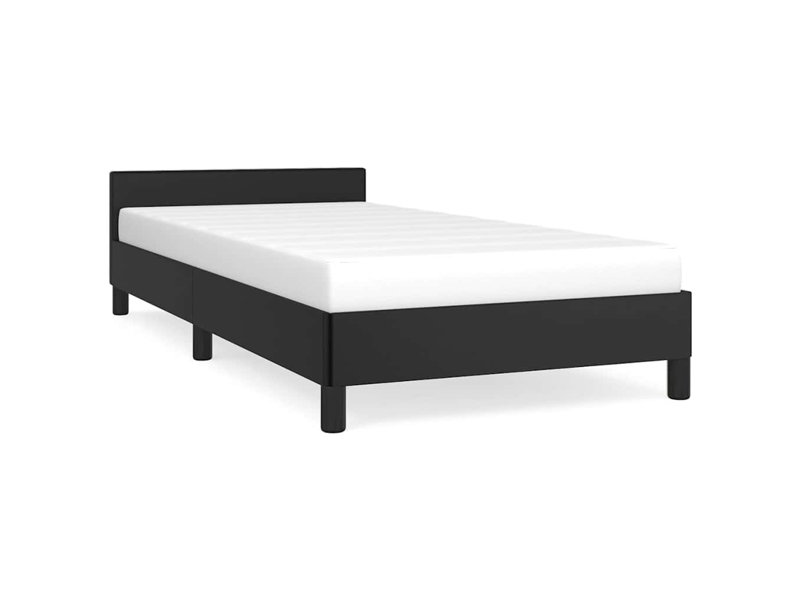 Estrutura De Cama Com Cabeceira Vidaxl Preto Couro Artificial (90x200cm)