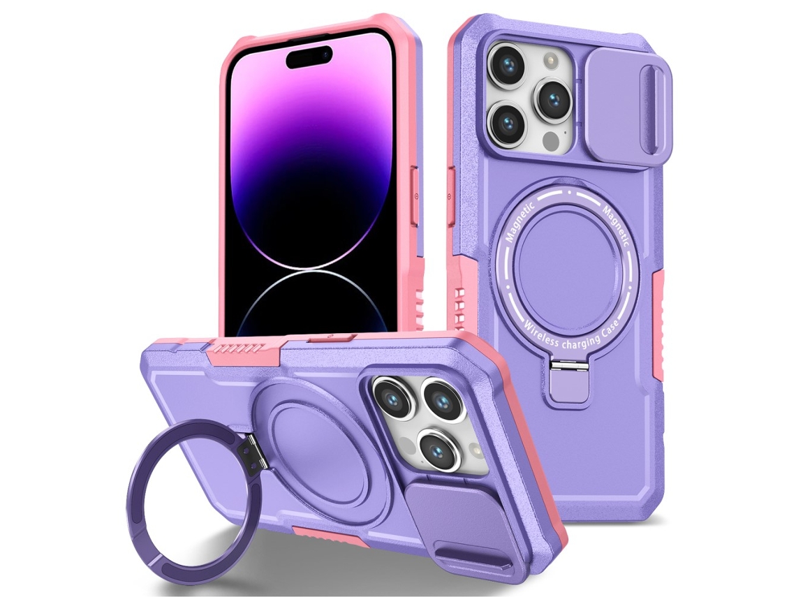 Suporte Casa Magsafe Para Iphone 15 Pro Max Pele Sintética Rosa