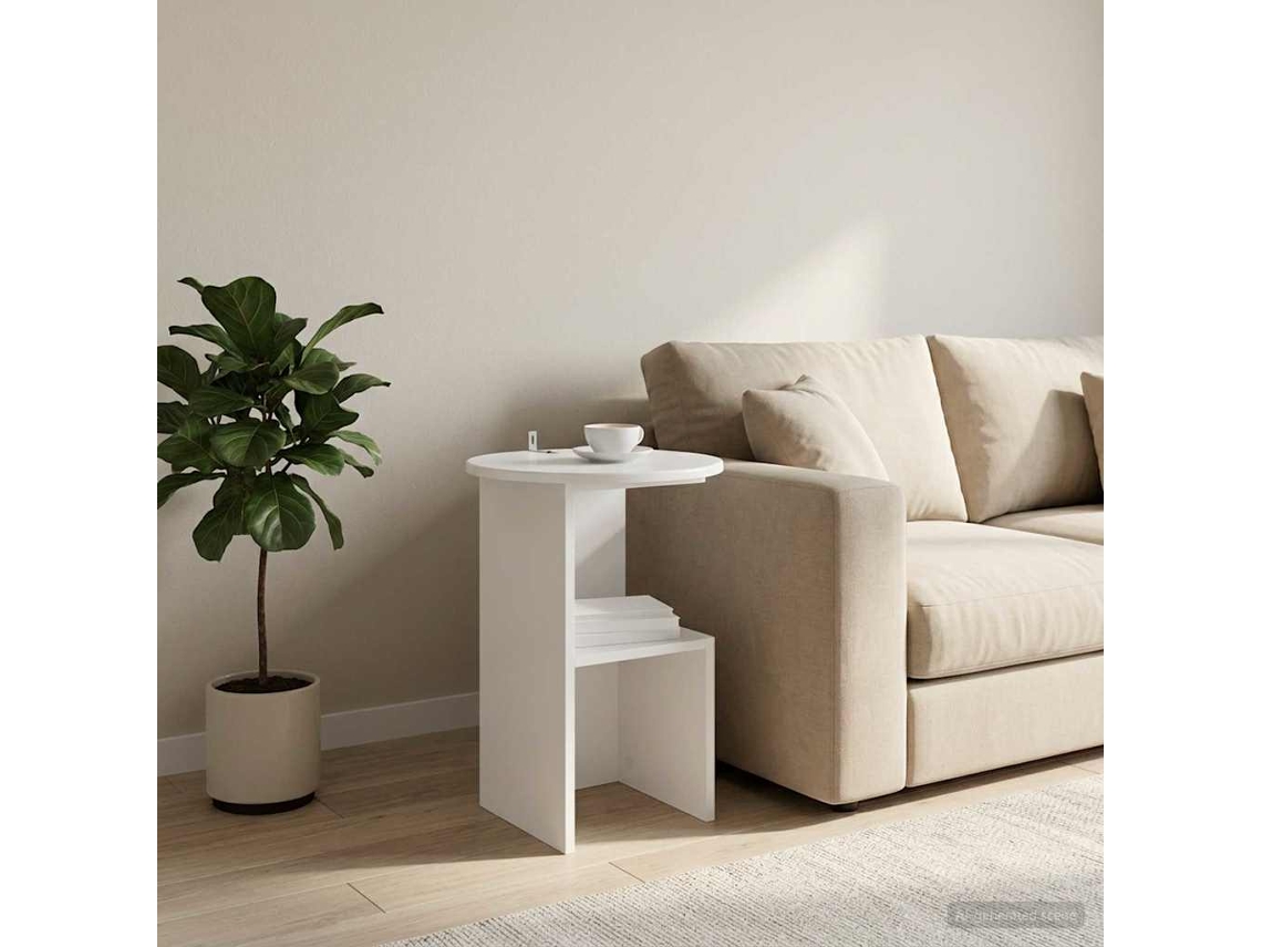 Vidaxl Mesa Lateral Branco Ø 39,5 X 55 Cm Derivados De Madeira