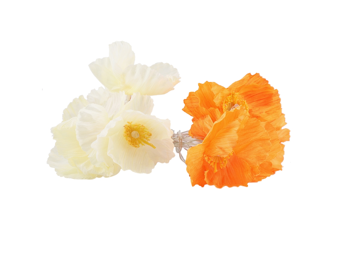 Laxiscreed Fitas De Luz Com Flores De Cetim Laranja 10led À Bateria Para Decoração De Festas E Eventos