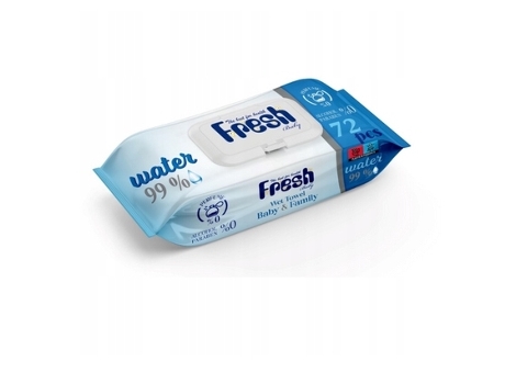 Lenços umedecidos hidratantes com clipe, azul, 72 unidades, Fresh Baby