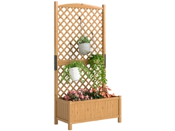 Floreira De Jardim Com Treliça Robusta, Caixa De Plantio Para Plantas Trepadeiras, 90x45x180cm, Madeira