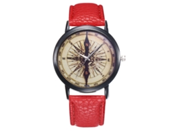 Relógio masculino de quartzo com pulseira de PU, mostrador redondo, modelo Fashion T425 (vermelho)
