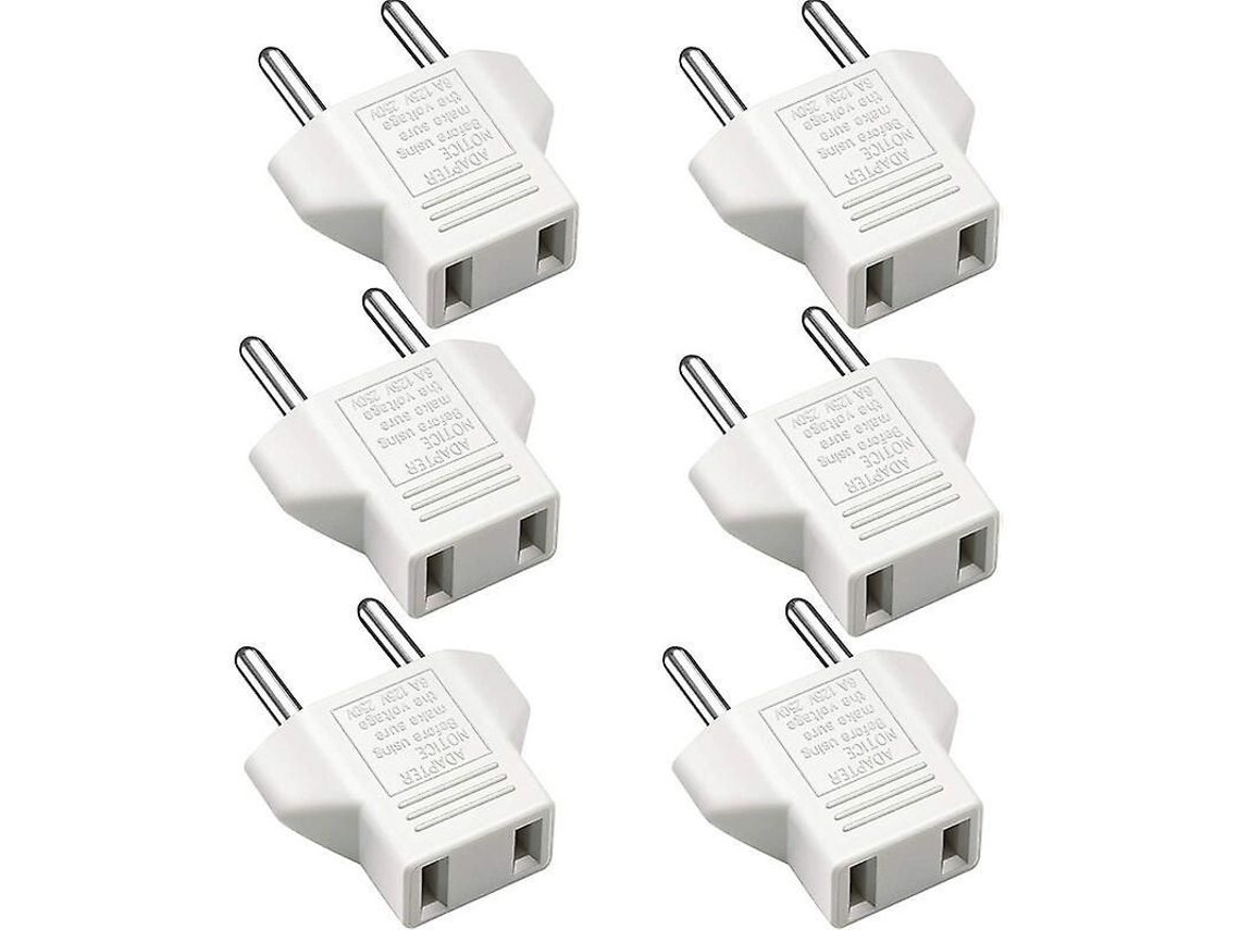 Adaptador Eu para EUA, pacote com 6 plugues de 2 pinos | S/MARCA