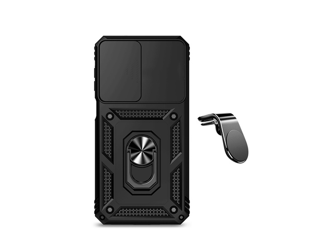 Kit Suporte De Carro Magnético L Capa De Proteção Militar Magnética Janela Deslizante Gift4me Para Samsung Galaxy A27 5g - Preto