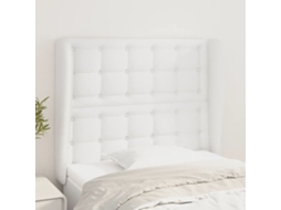 Vidaxl Cabeceira Cama C/ Abas Couro Artificial 93x23x118/128 Cm Branco